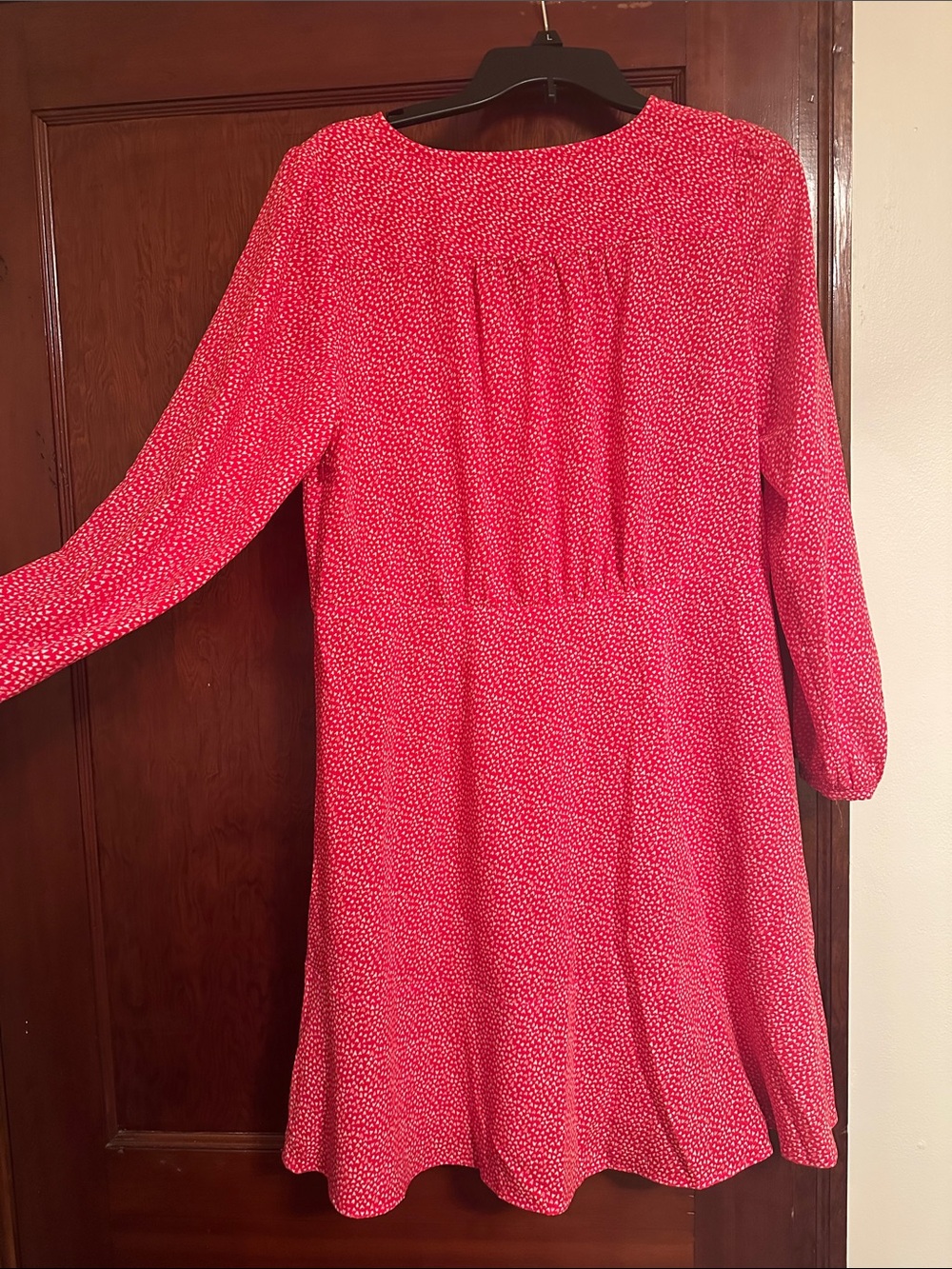NWT LOFT Women’s Sz 10 Red and White Heart Print Button-Front Fit & Flare Dress - Picture 13 of 14